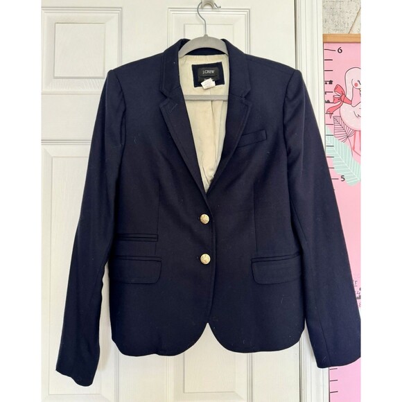 J.Crew Schoolboy Wool Navy Blue Women’s Blazer Size 10 - Picture 1 of 10